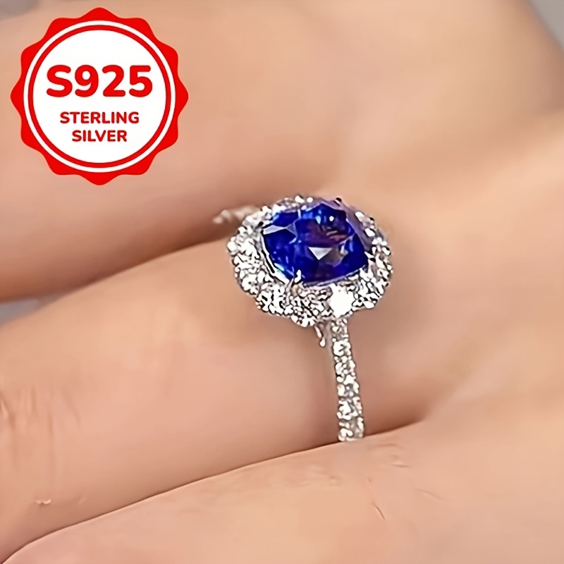 925 Silver Flower 4 Prong Oval Engag. Ring for Women